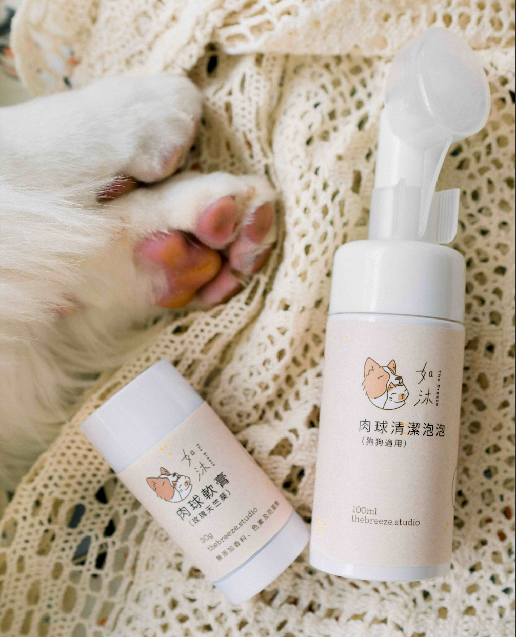 [滑滑肉球套裝] 肉球清潔泡泡100ml＋肉球軟膏30g